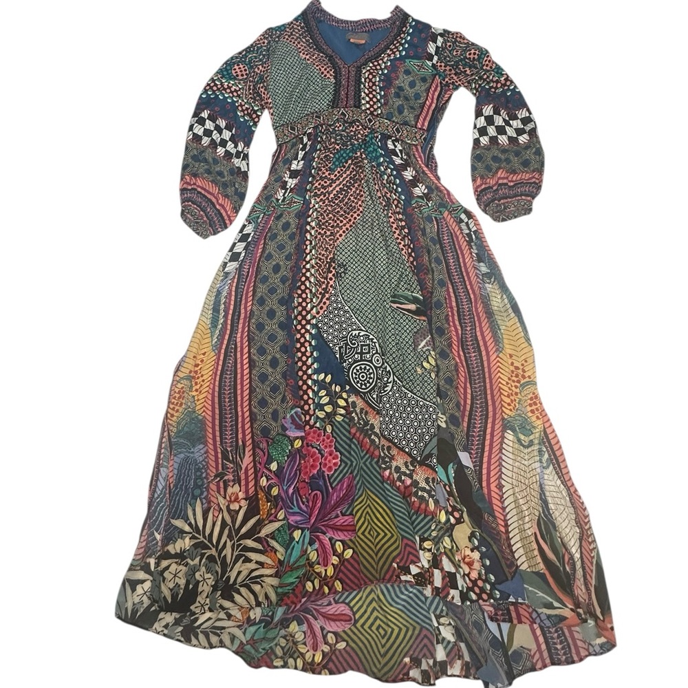 Anthropologie x Bhanuni by Jyoti Patterned Beaded Maxi Dress 2P - Picture 6 of 14